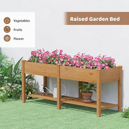 FILWH Raised Garden Bed with Legs Elevated Wooden Planter Box Stand Large