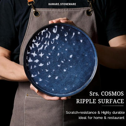 HaWare Dinnerware Sets, 16-Piece Plates and Bowls Set, Reactive Starry Blue |