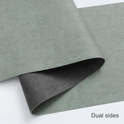 Table Runners 94 Inches Long, Dual-Sided Faux Leather Farmhouse Table Runner Waterproof Heatproof Non-Slip for Living Room Party Home Decor Holiday Decorations(Gray Sage Green, 15 x94 Inch)