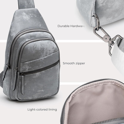 Alldaily Large Sling Bag for Women Crossbody Purse Leather Fashionable Trendy Chest Bag for Travel, Fanny Pack (Sleek Grey)