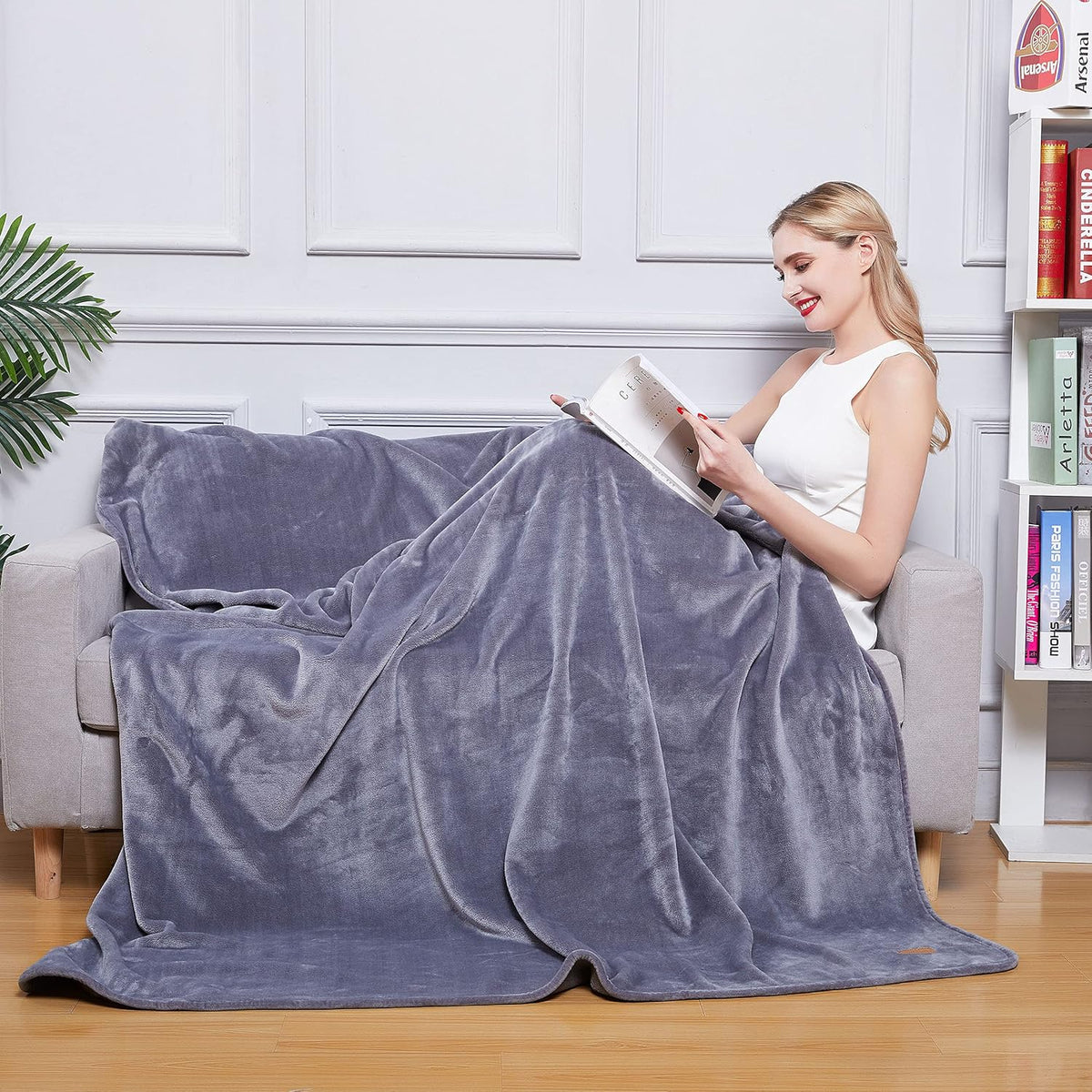Surii Home Luxury Microfiber Flannel Blanket, Super Soft, Warm, Cozy, Fluffy, and Breathable, Perfect Throws for Bed, Couch, Sofa, for All Season Use. 350GSM Twin Size 60x80 Inches(Grey)