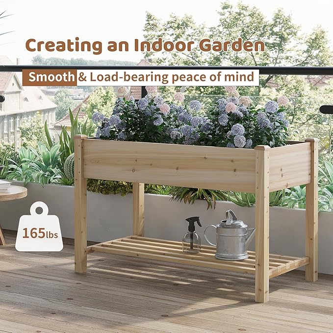 FILWH Raised Garden Bed with Legs Elevated Wooden Planter Box Stand Large