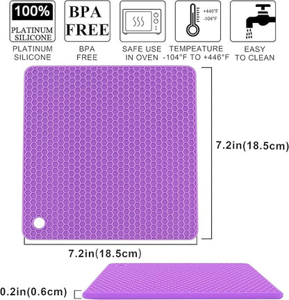 6 Pack Silicone Trivet Mat, Silicone Trivets for Hot Pots and Pans, Multipurpose Non-Slip & Heat Resistant Silicone Hot Pad for Kitchen Counter