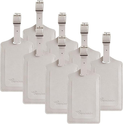 8 Pack Leather Luggage Travel Bag Tags by Travelambo