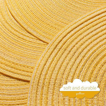 FunWheat Round Braided Placemats Set of 6 Place mats for Dining Tables Woven Heat Resistant Table Mats 15 inch (Yellow)