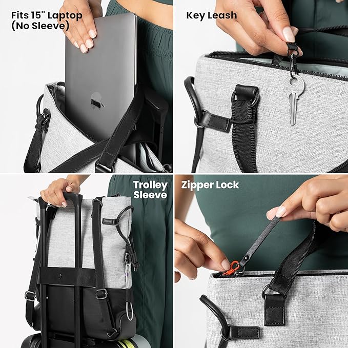Sherpani Tempest, Anti Theft Convertible Backpack Tote, 14L Travel Backpack, Travel Gifts for Women, Handbags, RFID Protection, Metal Hardware, Fits 15” Laptop (No Sleeve) (Sterling)