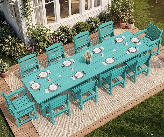 SERWALL Patio Dining Sets for 6 Person, HDPE Dining Set
