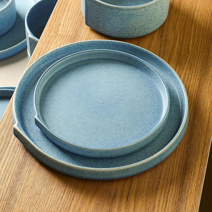 Stone Lain Bao 4-Piece Salad Plate Set Stoneware, Blue