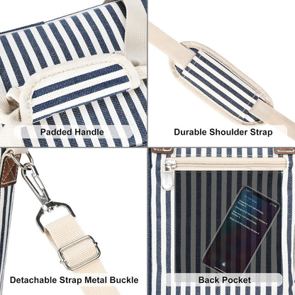 Tirrinia 6 Bottle Wine Cooler Bag - Blue Stripe, Padded & Thermal Insulated, Leakproof, Multi-Use, On-The-Go Design