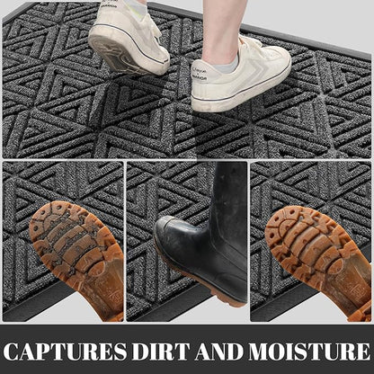 Yimobra Large Door Mat 47x24, All-Weather Waterproof Non-Slip Welcome Matt Outdoor, Heavy Duty Non Slip Doormat for Entryway for Patio and Garage Indoor, Easy Clean, Mix Grey