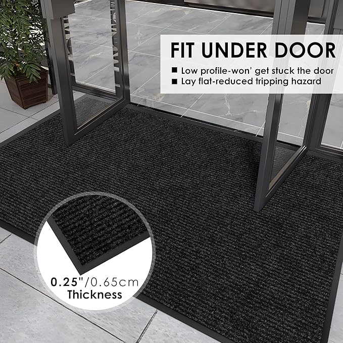 2′ x 20′ Front Door Mat Indoor Outdoor Entrance, Commercial Floor Mat Heavy Duty Dirt Trapper Entryway Doormat, Custom Size Non Slip Rubber Backing Welcome mat, Door Mat for High Traffic Area