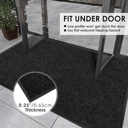 2′ x 35′ Front Door Mat Indoor Outdoor Entrance, Commercial Floor Mat Heavy Duty Dirt Trapper Entryway Doormat, Custom Size Non Slip Rubber Backing Welcome mat, Door Mat for High Traffic Area