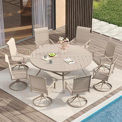 VICLLAX Round Patio Table with Adjustable Umbrella Hole