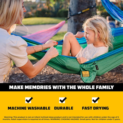 Wise Owl Outfitters Camping Hammock – 500lbs Portable Hammock with Tree Straps - Travel, Backpacking, Hiking, Outdoors Camping Gear - Single or Double