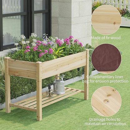 FILWH Raised Garden Bed with Legs Elevated Wooden Planter Box Stand Large