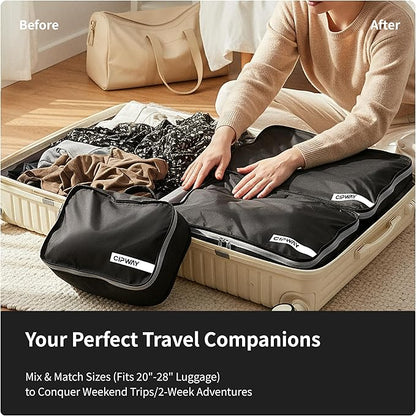 Cipway 5 Set Packing Cubes for Travel Suitcase Organizer for Accessories Luggage Carry On Suitcase Lightweight Black