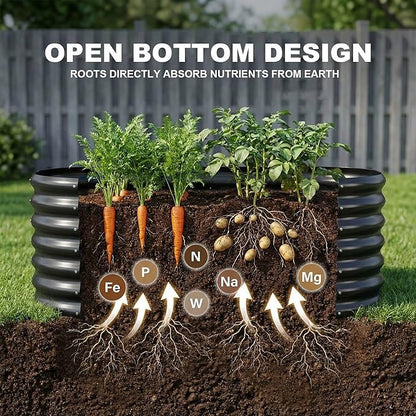 AHEONLAR 3 Pack 4×2×1.5ft Galvanized Raised Garden Beds Outdoor, Sturdy Planter