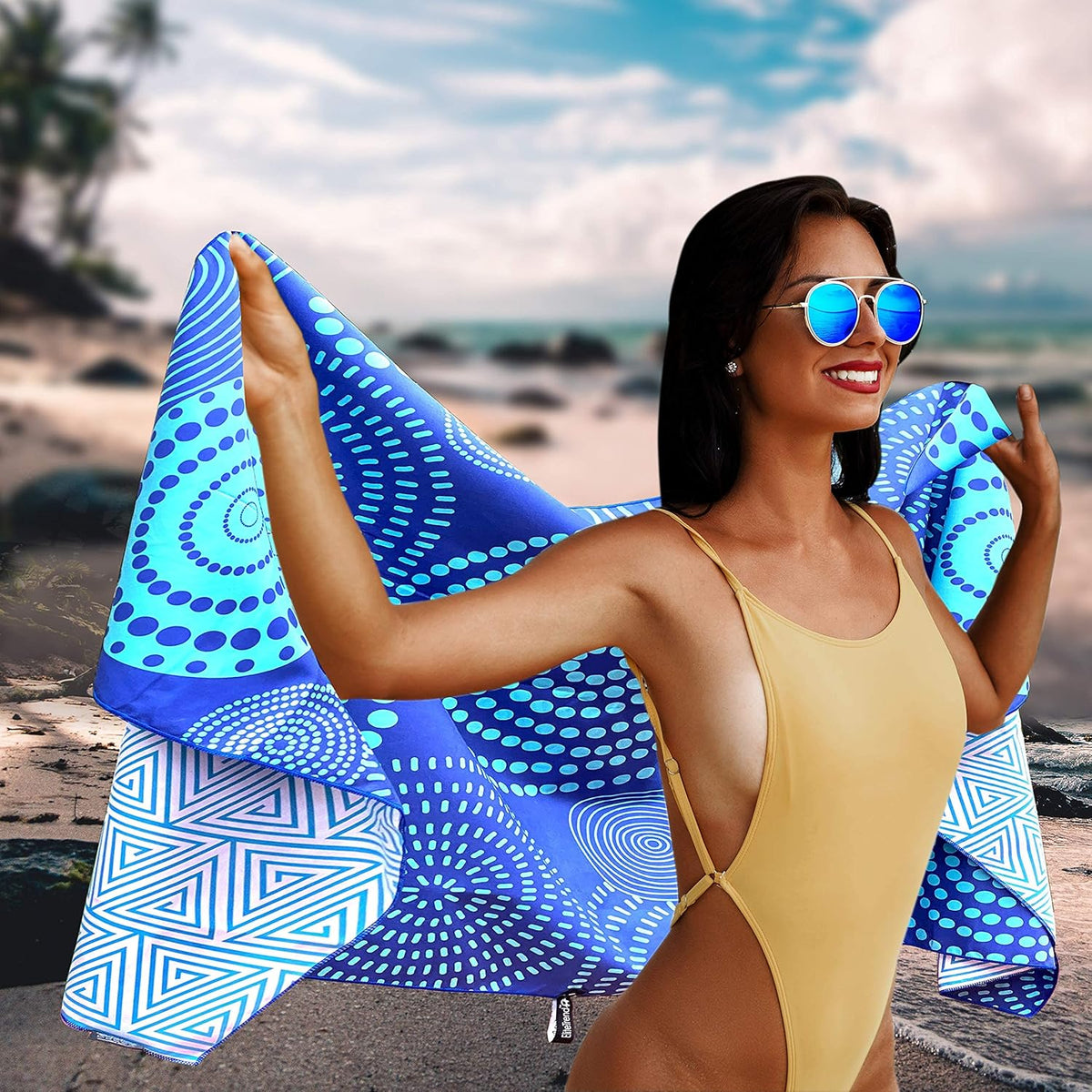 Elite Trend Quick Dry Towel Extra Large 78x35 Inch - Microfiber Beach Towel - Perfect for Beach, Travel, Swimming, Pool, Yoga, Hiking, Camping - Lightweight, Fast Drying, Compact for Adults (Zero)