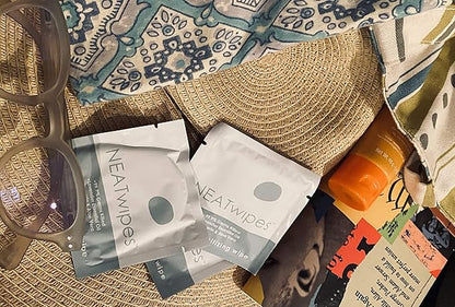 NEATwipes Hand Sanitizing Wipes | Travel Size | Disposable Wet Wipe & Planet Friendly | Lavender Essential Oil & Soothing Aloe | 24 Individually Wrapped Wipes per Package