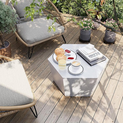 UPHA Outdoor Hexagon Coffee Table, Small Modern Minimalist Accent Tables