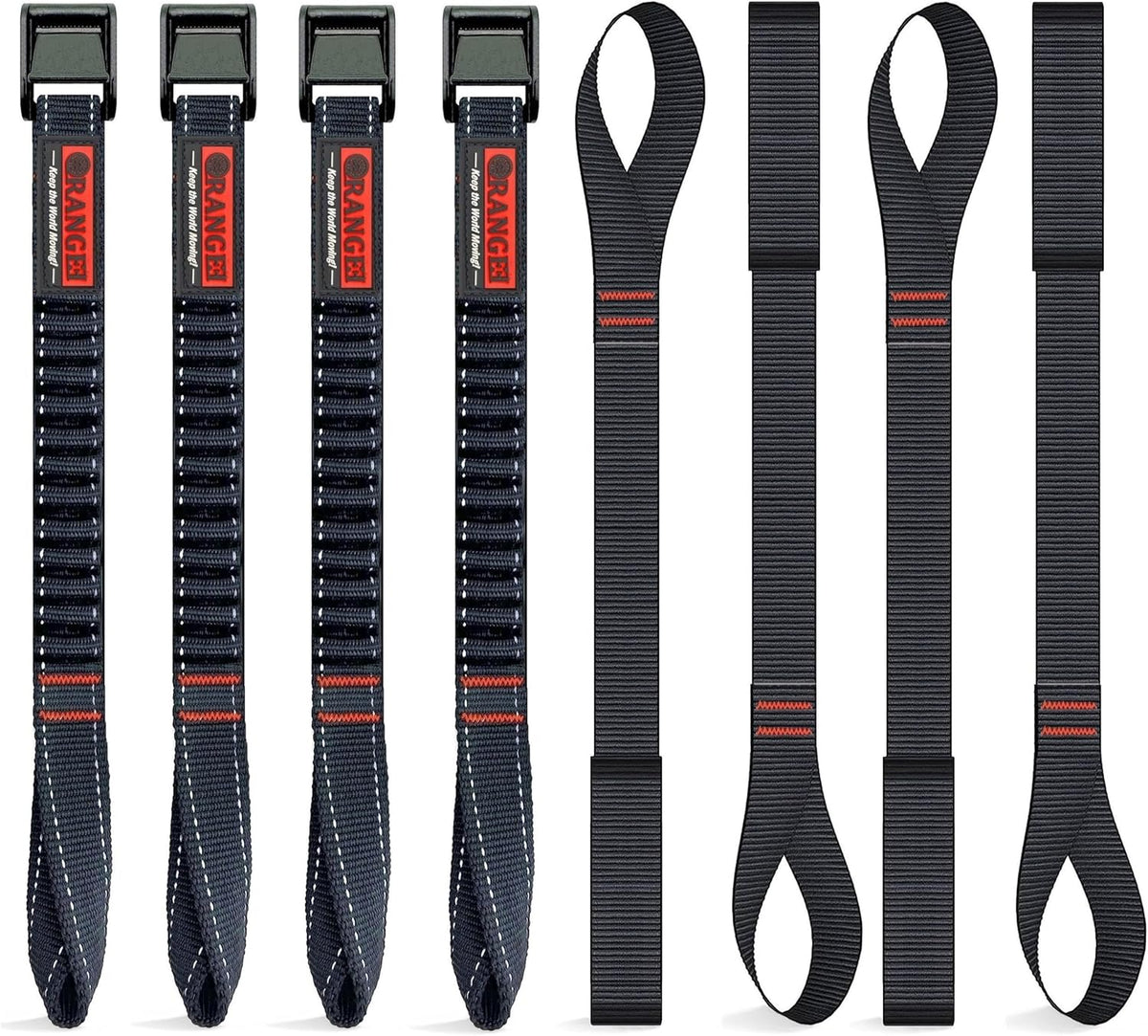 ORANGEE 4 Pack Motorcycle & Bike Luggage Straps 20" - 55" Adjustable Stretch Tie Down Strap for Motorcycle, Bike, ATV Racks