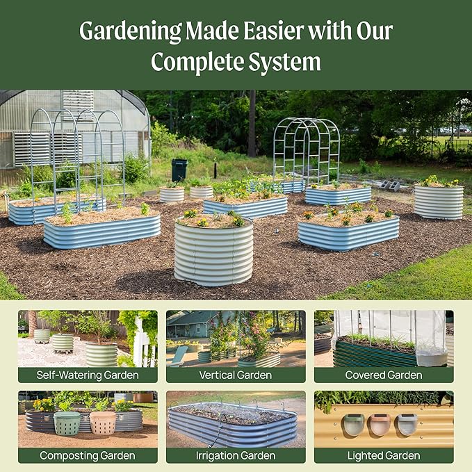 32" Extra Tall Raised Garden Bed Kits, 2.5 x 9.5 x 2.7ft Deep Root 10 in 1
