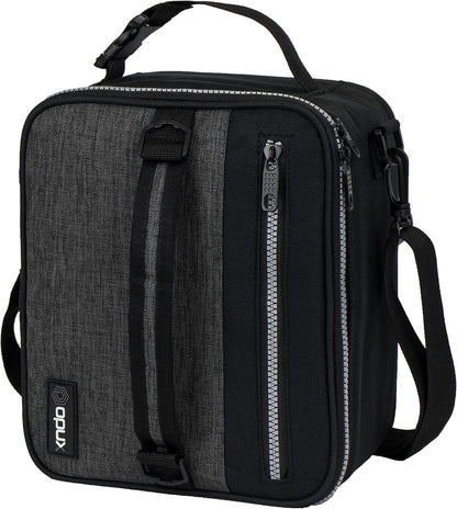 opux Insulated Lunch Box for Men Women Adult, Compact Lunch Bag for Kids Boy Girl Teen, Soft Lunch Cooler Bag for Work School, Leakproof Lunchbox Lunch Pail with Clip-on Buckle, Heather Charcoal