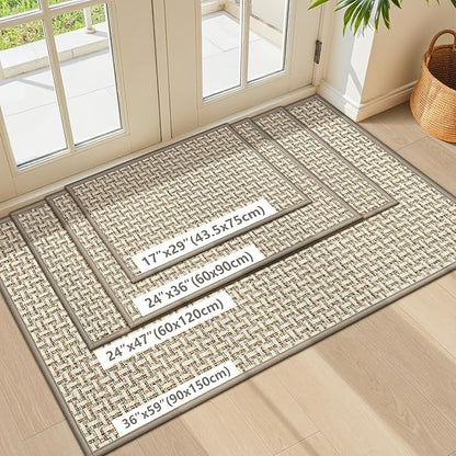 LEKEEPGO Door Mat Indoor Entrance 24"x36", Absorbent Indoor Door Mat, Non Slip Rubber Backing Inside Door Mats, Washable Floor Mat, Low-Profile Doormat for Front Door, Entryway, Entrance, Grey