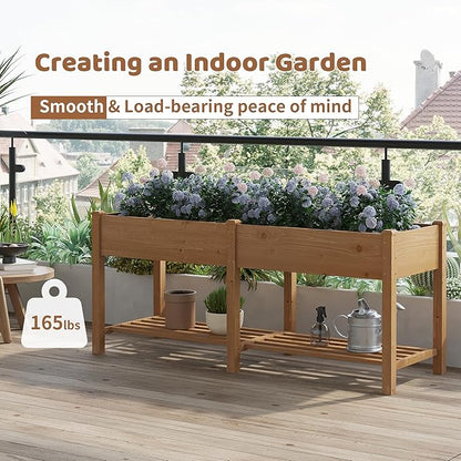 FILWH Raised Garden Bed with Legs Elevated Wooden Planter Box Stand Large