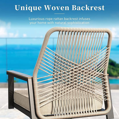 9 Pieces Patio Dining Set, 8 x Woven Rattan Chairs