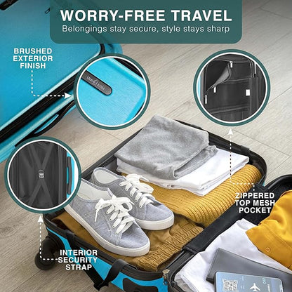 Luggage Sets 2 Piece, 24 Inch Suitcase and 28 Inch Luggage with Spinner Wheels, Durable Hard Shell Suitcase Set, Expandable Travel Suitcases with Wheels, Teal