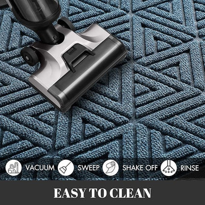 Yimobra Large Door Mat 47x24, All-Weather Waterproof Non-Slip Welcome Matt Outdoor, Heavy Duty Non Slip Doormat for Entryway for Patio and Garage Indoor, Easy Clean, Mix Blue