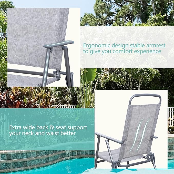 Vongrasig 6 Pieces Folding Patio Dining Set, All Weather Small Metal Outdoor