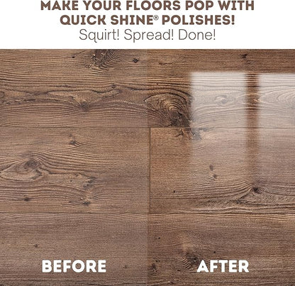 Quick Shine Ultimate Gold Clean + Polish Mop Kit | All-in-One 10 Pc Kit w/Interchangeable Attachments | Floor Polish Included | No Batteries Needed | Pro Cleaning for Hardwood Floors | 2-in-1 Mop