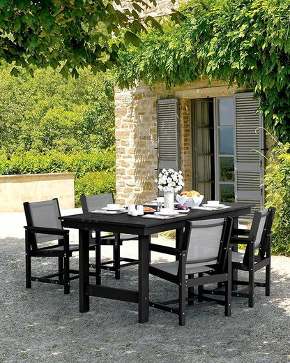 SERWALL Patio Dining Sets for 6, Outdoor HDPE Dining Set