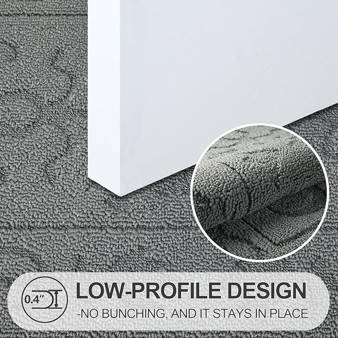 FONEYI Indoor Door Mat 24" x 36", Dirt Trapper Door Mats Non-Slip Entryway Rugs Washable, Absorbent Resist Dirt Welcome Mat, Low Profile Inside Floor Mats for Front Back Door and Entryway, Light Grey