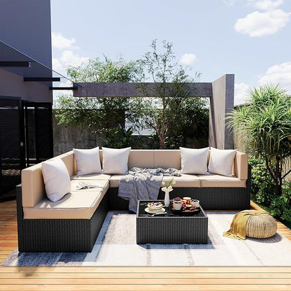 Pamapic 7 Pieces Outdoor Sectional Furniture，Wicker Patio sectional Furniture