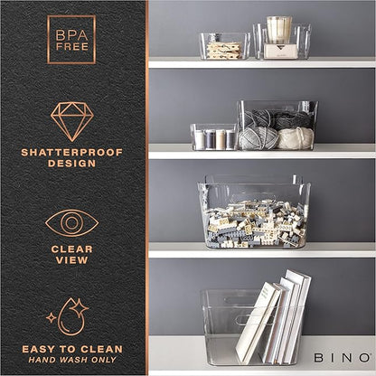 BINO | The SOHO Collection Plastic Storage Bins, X-Small - 2 Pack, Clear | Pantry and Fridge Organizer Containers, Kitchen Cabinet and Medicine Cabinet Bins