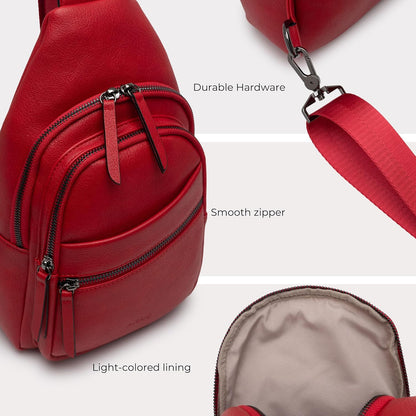 Alldaily Large Sling Bag for Women Crossbody Purse Leather Fashionable Trendy Chest Bag for Travel, Fanny Pack (Red)