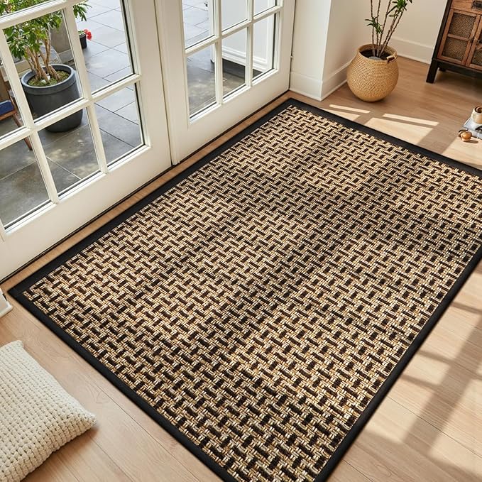LEKEEPGO Door Mat Indoor Entrance 36"x59", Absorbent Indoor Door Mat Large, Non Slip Rubber Backing Inside Door Mats, Washable Floor Mat, Low-Profile Doormat for Front Door, Entryway, Entrance, Black