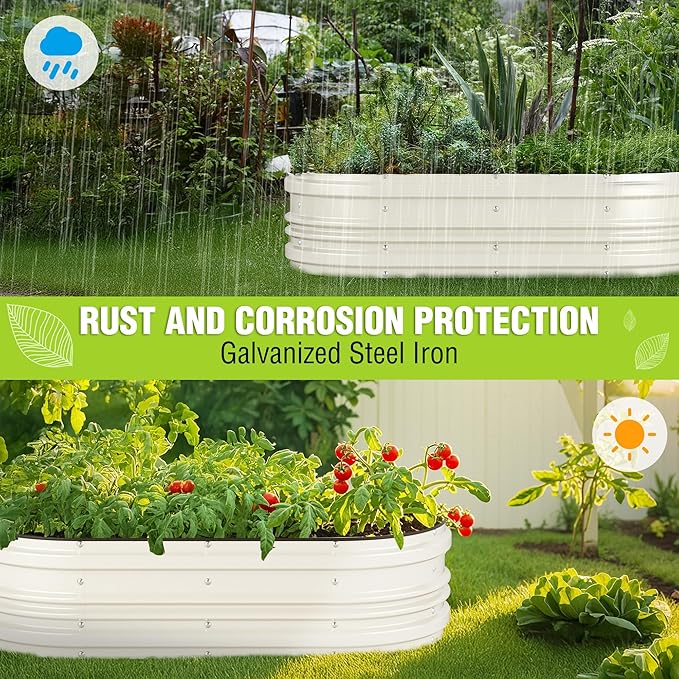 WORKPRO 2PK 4x2x1ft Outdoor Galvanized Raised Garden Bed Kit, Rust & Corrosion