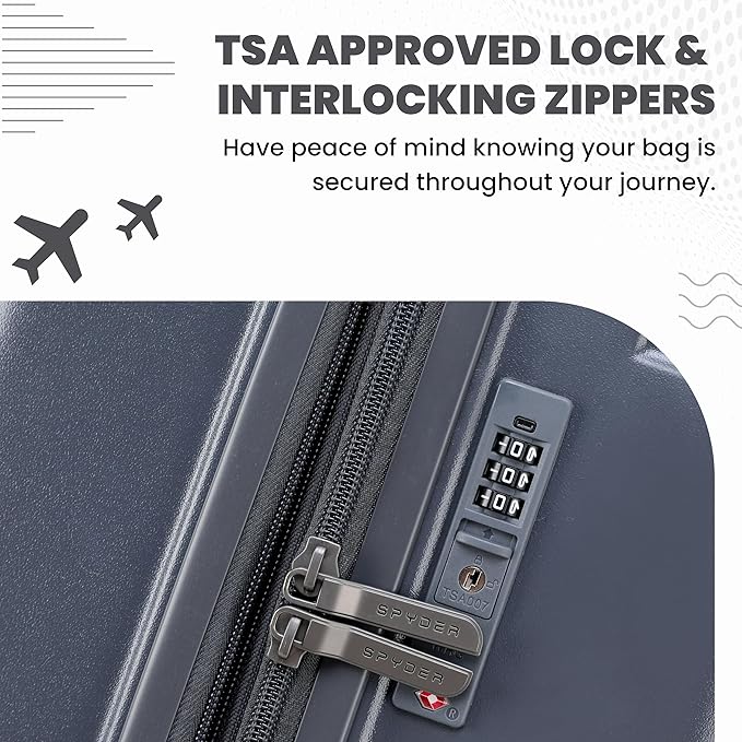 Spyder Carve 25 Inch Medium Expandable Hardside Upright Suitcase, with 360° Spinner Wheels, TSA Approved Lock, Gray