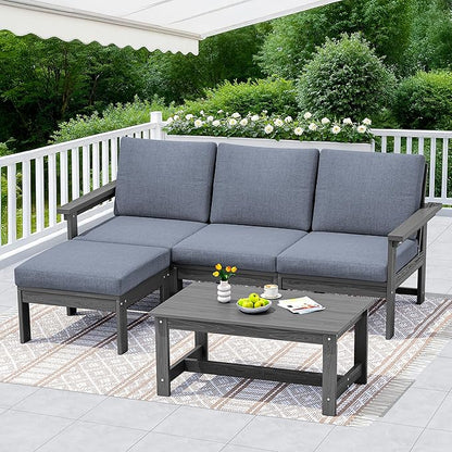 SERWALL Outdoor Sectional Sofa Set, 5-piece Outdoor Modula Couch Set