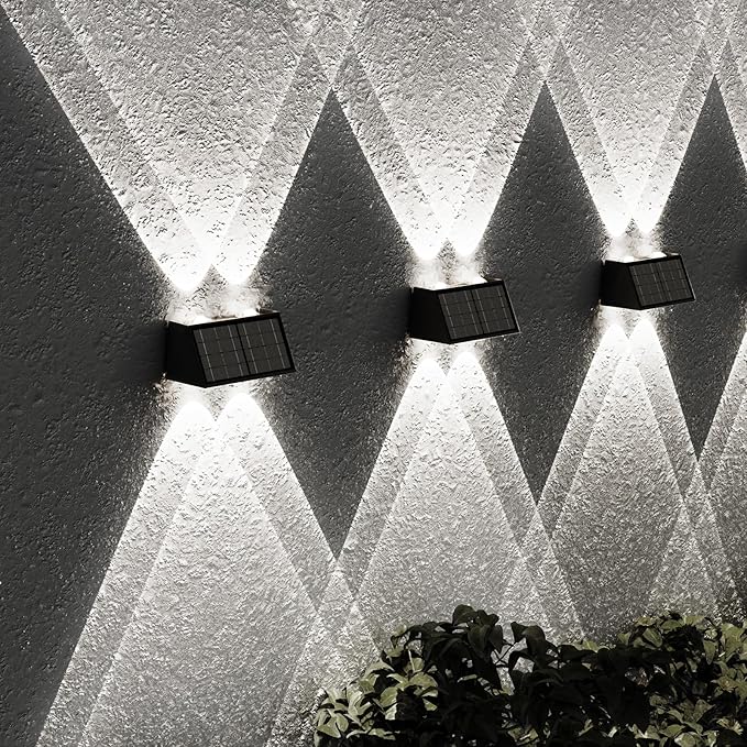 8-Pack Solar Fence Lights, Up & Down Lighting, 50LM/25LM 4 Modes, IP65