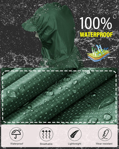 iCreek Hooded Rain Poncho with Pocket Waterproof Lightweight Unisex Raincoat Jacket for Hiking, Camping, Outdoor