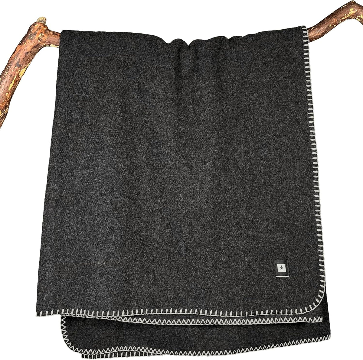 EKTOS 100% Virgin Wool Blanket, 50" x 60", Small, Ideal for Fire Pit or Campfire (Charcoal, Throw Size)