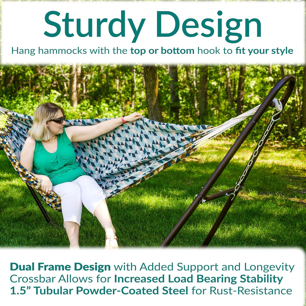 Sunnydaze Universal Double Hammock Stand Only - 550-Pound Capacity - Heavy-Duty Hammock Stand for Outside - Fits 9 to 14 Foot Hammocks - Bronze