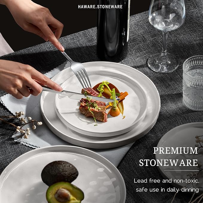 HaWare Dinnerware Sets, 16-Piece Plates and Bowls Set