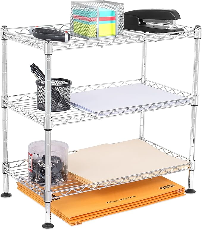 Internet's Best 3-Tier Compact Wire Utility Shelving Unit - Adjustable Storage Rack for Kitchen, Bathroom, Pantry, Laundry, Cabinets - Durable Chrome Steel - Shelving for Under Sink Organization