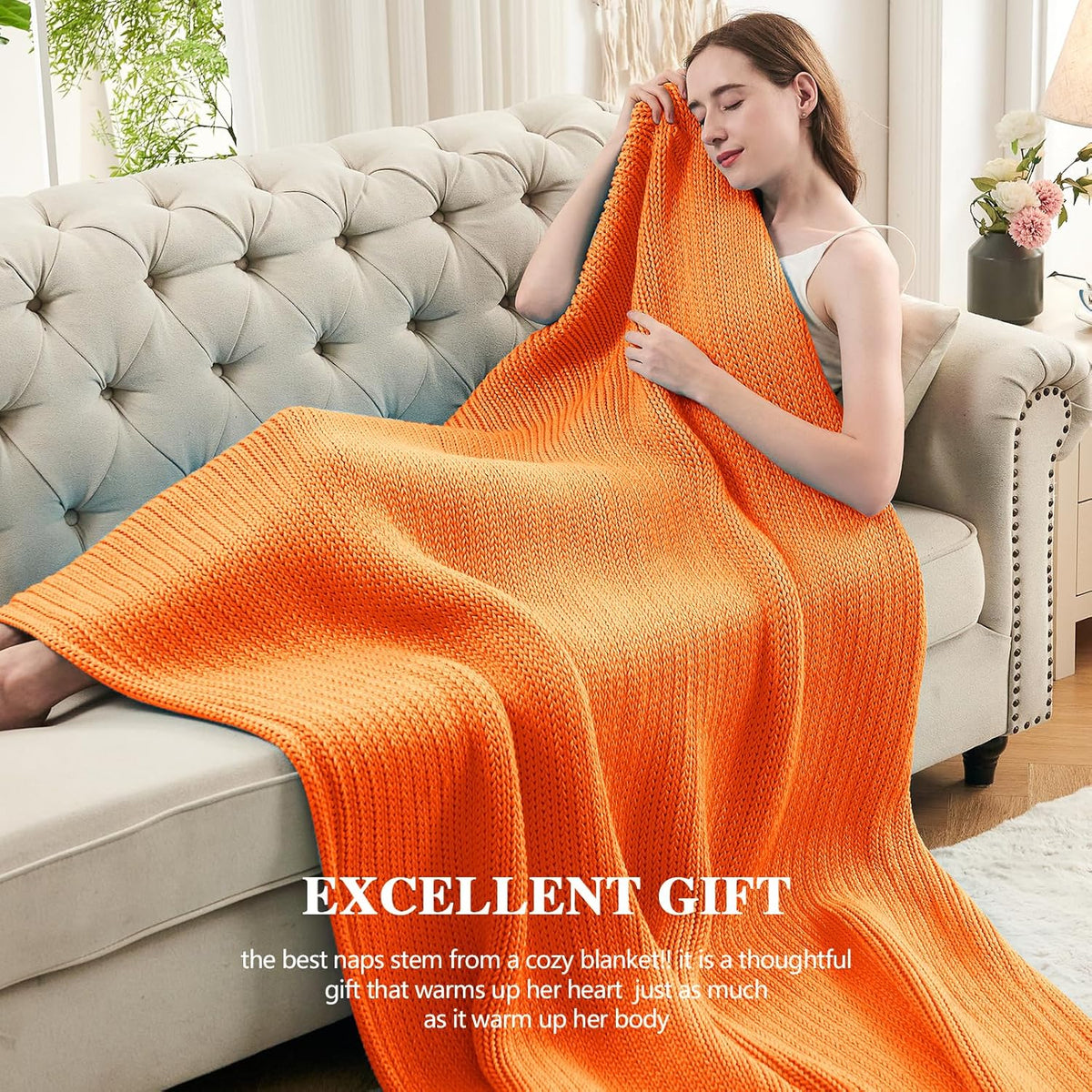 L'AGRATY Knitted Weighted Blanket - 48"x72" 15lbs Cooling Chunky Knit Heavy Blanket for Adults Braided Crochet Throw Thick Cable Yarn Knit Decorative No Beads Evenly Weighted Machine Washable